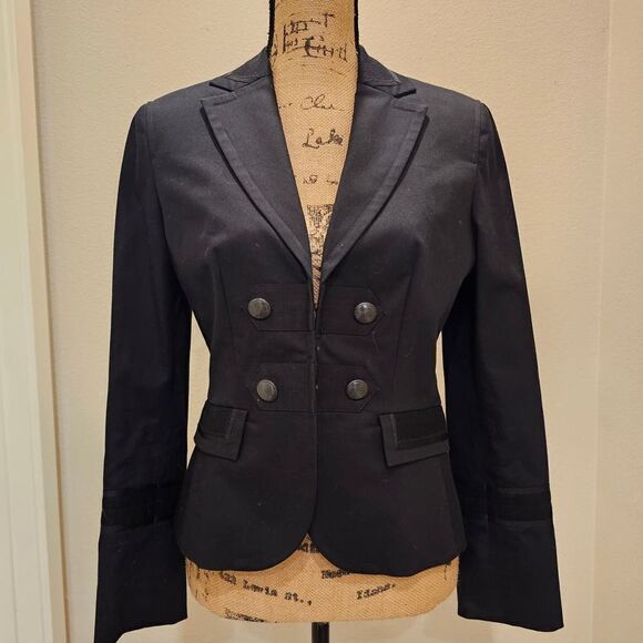 LOFT Military Style Black Blazer Size 8 - Picture 1 of 7